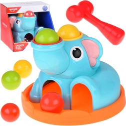Edukacyjna zabawka słonik – sorter do wbijania z młoteczkiem i kuleczkami