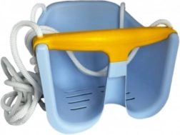 Dziecięca huśtawka Baby z barierką bezpieczeństwa – Niebieska