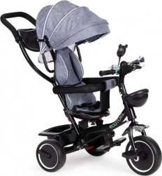 Dziecięcy rowerek trójkołowy z obrotowym siedziskiem i daszkiem ECOTOYS szary