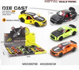 Sportowy metalowy samochodzik 1:36 z otwieranymi drzwiami i napędem typu pull-back