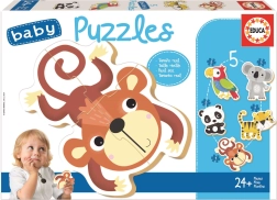 Educa baby puzzle Dzikie zwierzęta 5w1 (3–5 elementów)
