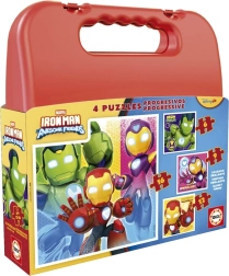 Puzzle w walizeczce IRON MAN 4 w 1 (6, 9, 12, 16 elementów)