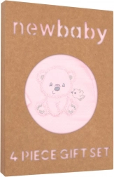Niemowlęcy zestaw prezentowy New Baby Sweet Bear, różowy, 4 elementy