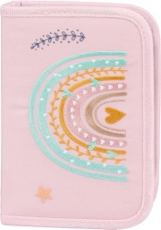 jednopiętrowy piórnik szkolny różowa tęcza