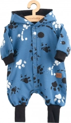 Niemowlęcy bawełniany rampers z kapturem i uszkami New Baby niebieski