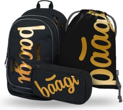 ZESTAW 3 szt. BAAGL Core Metallic Bronze: plecak, piórnik, worek