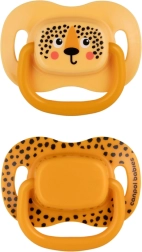 Canpol babies zestaw symetrycznych silikonowych smoczków Mountains 0–6 m, 2 szt. – Pomarańczowy