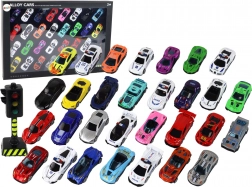 Zestaw Aluminiowych Modeli Samochodzików w Pudełku 30 Sztuk Sportowe i Policyjne Auta