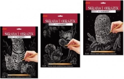 ARTLOVER zdrapywany obrazek srebrny – kotka z kociętami 20 × 25 cm