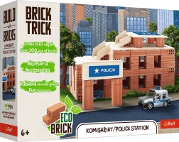 Trefl Brick Trick posterunek policji – zestaw z prawdziwych cegieł, 100 elementów