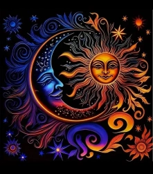 Diamentowe malowanie Słońce i Księżyc 30x40 cm