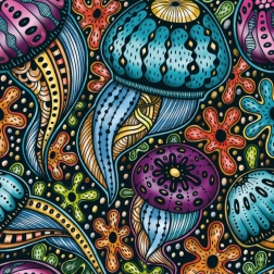 Kwadratowe puzzle Q Life Kolorowe meduzy 72 elementy