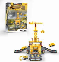 Parking budowlany z żurawiem i akcesoriami