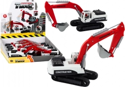 Metalowa koparka gąsienicowa czerwono-biała