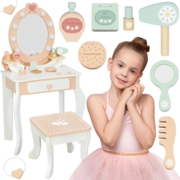 drewniana toaletka z lustrzanym LED i krzesełkiem TOOKY TOY