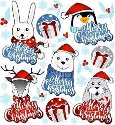 Świąteczne naszywki zwierzątka na małym arkuszu