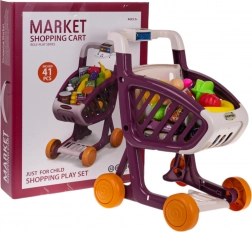 Interaktywny wózek zakupowy ze światłami i muzyką, 41 elementów – Czerwony