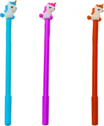 Długopis kulkowy z jednorożcem, czarny tusz, 0,5 mm – mix fioletowy/pomarańczowy/niebieski