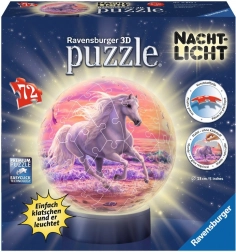 RAVENSBURGER świecąca 3D puzzleball koń na plaży, 72 elementów