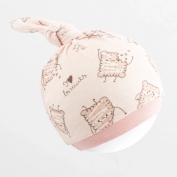 Niemowlęca bawełniana czapeczka NEW BABY Biscuits różowa