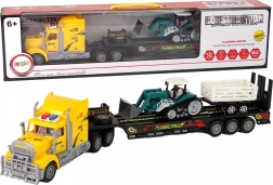 Zdalnie sterowana ciężarówka z naczepą 60 cm i koparką ze światłami