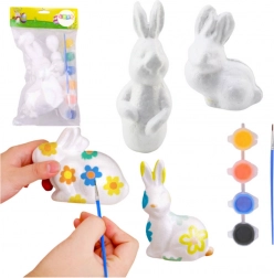 Zestaw do malowania styropianowych ozdób - 4 zające z farbami i pędzlem