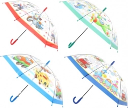 Przezroczysty parasol automatyczny z motywem środków transportu