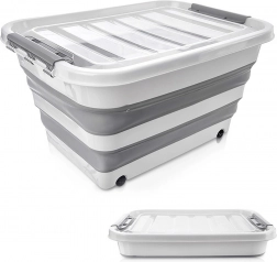 Składany pojemnik na kółkach 30 l z przezroczystą pokrywą KEMP