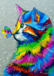 Puzzle piękna kotka i motyl 1000 elementów