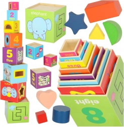 Drewniana edukacyjna wieża XXL z kształtami i nauką liczb