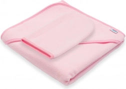 Dziecięcy ręcznik frotte z kapturem New Baby Basic 80 × 80 cm różowy