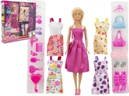 Lalka modelka plastik 30 cm z odzieżą i dodatkami