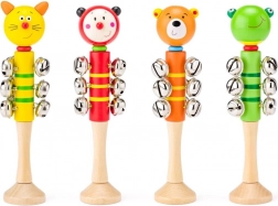 Drewniana grzechotka z dzwoneczkami – zwierzątka