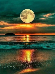 Malowanie diamentowe Pełnia nad oceanem