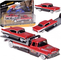 Maisto metalowy zestaw 1:64 – laweta CHEVROLET Flatbed 1957 i CHEVROLET Bel Air