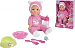 Lalka New Born Baby w kocim piżamku 30 cm