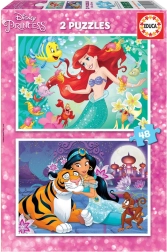 EDUCA Puzzle Disney księżniczki: Ariel i Dżasmina 2x48 elementów