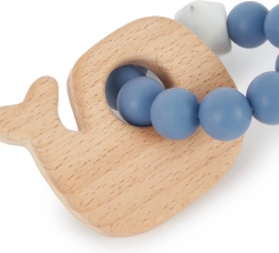 Silikonowy gryzak z drewnianym wielorybem Bieco