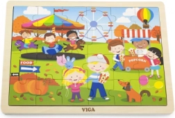 Drewniane puzzle VIGA jesień – 24 elementy