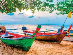 Puzzle kolorowe łodzie na plaży 2000 elementów