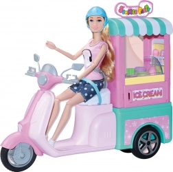 Lalka sprzedawczyni lodów 30 cm ze skuterem