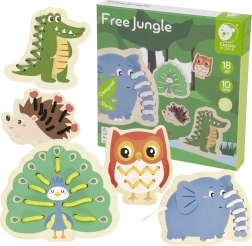 Classic World drewniane przewlekane zwierzątka – zestaw 10 elementów