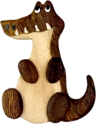 Drewniany magnes krokodyl – ręcznie wykonana dekoracja