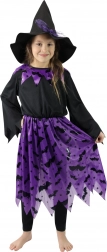 Dziecięcy kostium czarownicy z nietoperzami i kapeluszem – rozmiar S