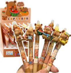 Automatyczny wymazywalny długopis z kapibarą 3D, niebieski tusz