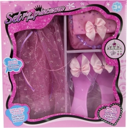 Różowy zestaw księżniczki – spódniczka, pantofelki i torebka