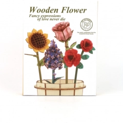 3D drewniany bukiet kwiatowy