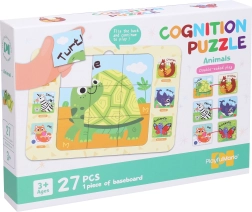 Dwustronne puzzle ze zwierzątkami 27 elementów 25 × 18 cm