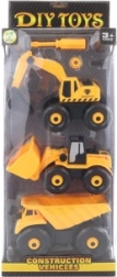 Zestaw śrubowanych pojazdów budowlanych dla dzieci
