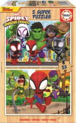 EDUCA Drewniane puzzle Spidey i jego niesamowici przyjaciele 2x25 elementów
